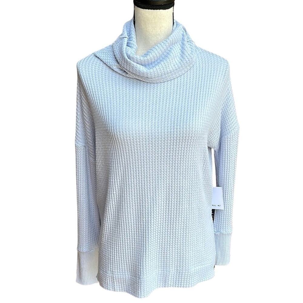 O'Neill Yael Oversized Waffle Knit Sweater S Xenon Blue Cowl Neck Boho NWT